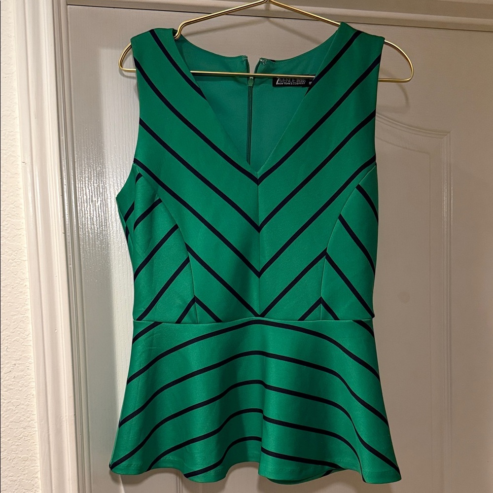 Green Striped Sleeveless Top